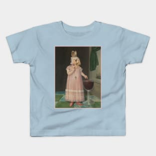 Baby/Kid's Edition —Little Easter Bunny in Pink With a Goblet Filled With Strawberries Kids T-Shirt